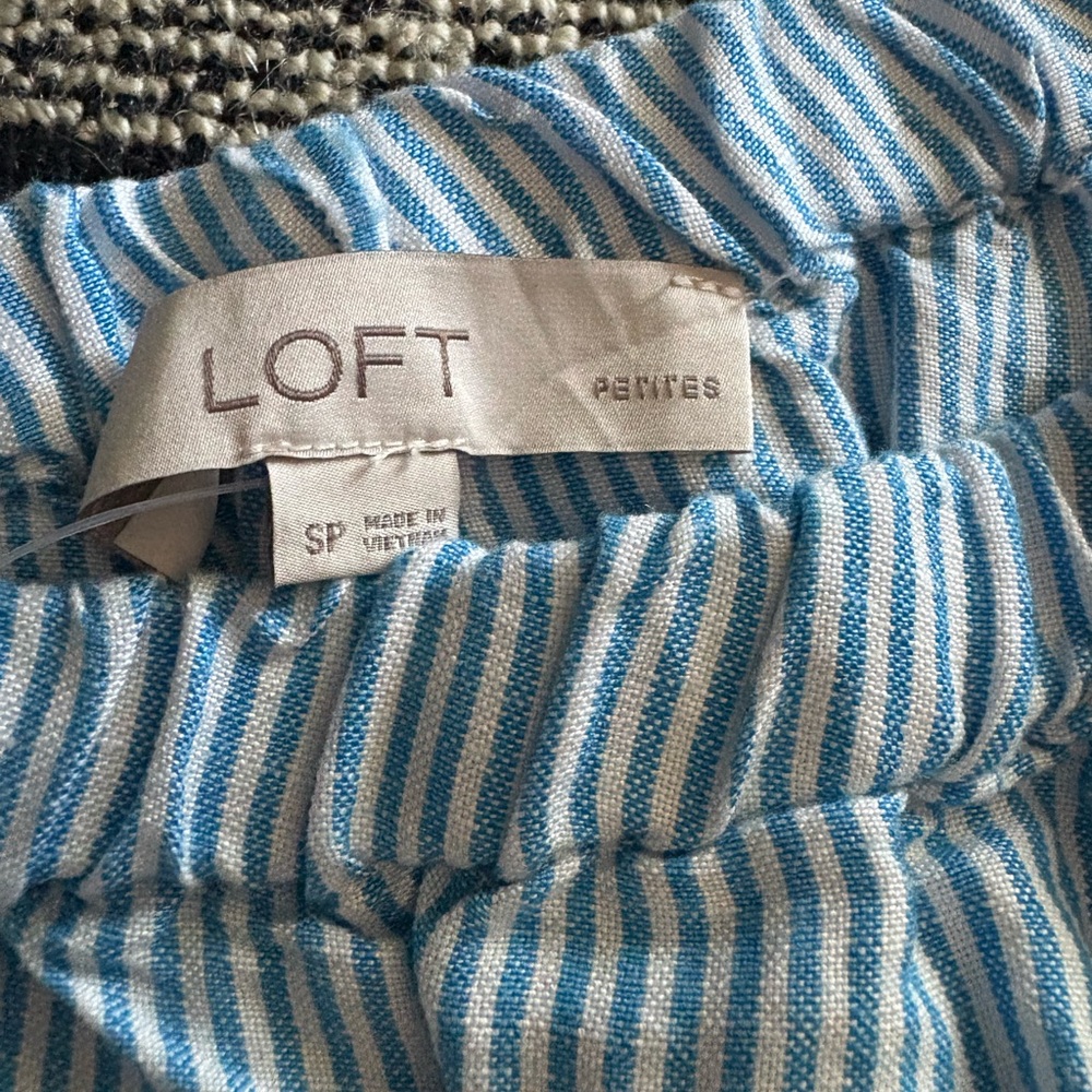 LOFT Striped Blue and White Off the Shoulder Top - never worn